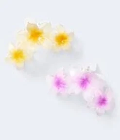 Tropical Flower Trio Claw Hair Clip 2-Pack