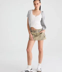 Twill Cargo Low-Rise Mini Skirt