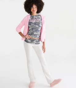 Von Dutch Camo Mid-Rise Fold-Over Bootcut Pants