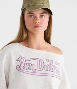 Von Dutch Logo Oversized Off-The-Shoulder Sweatshirt