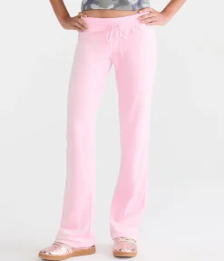 Von Dutch Rhinestone Low-Rise Velour Flare Leg Pants