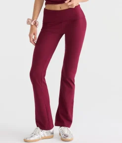 Von Dutch Winged Logo Mid-Rise Fold-Over Bootcut Pants