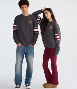Washington Commanders Striped Sleeve Crew Sweatshirt