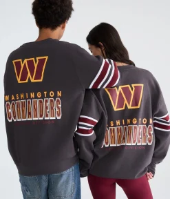 Washington Commanders Striped Sleeve Crew Sweatshirt